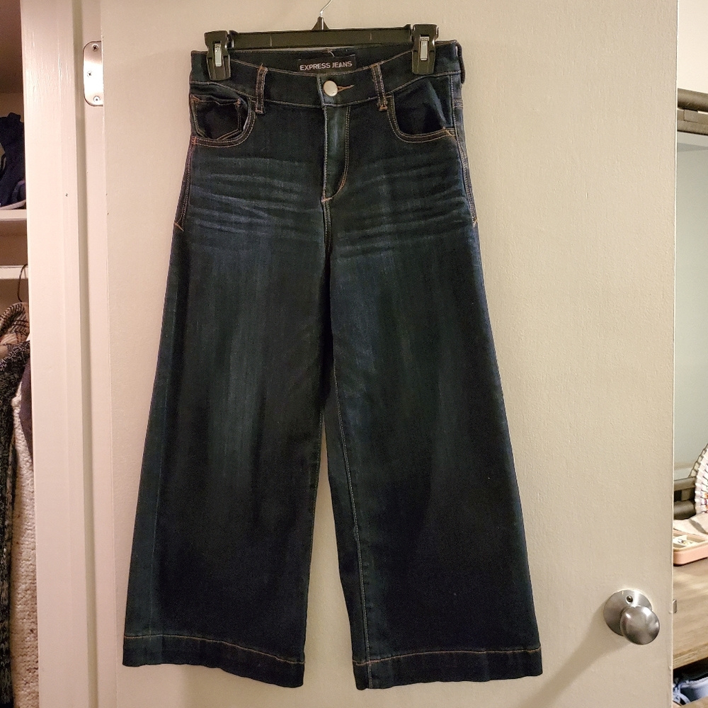 Express dark wash flare jeans